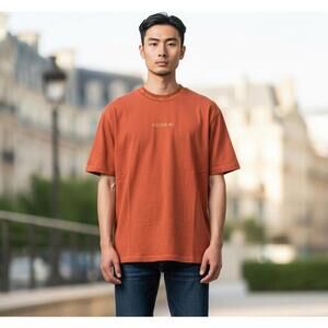 Adidas Orange Short Sleeve Casual T-Shirt Size Small